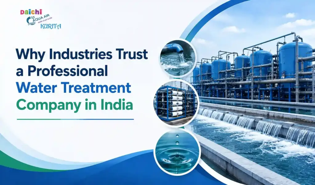 Industrial water treatment facility with filtration systems and water flow, highlighting a trusted company in India.