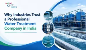 Industrial water treatment facility with filtration systems and water flow, highlighting a trusted company in India.