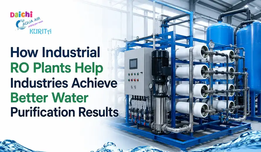 Industrial reverse osmosis (RO) water purification plant with pipes and control panel, illustrating better water purification for industries.